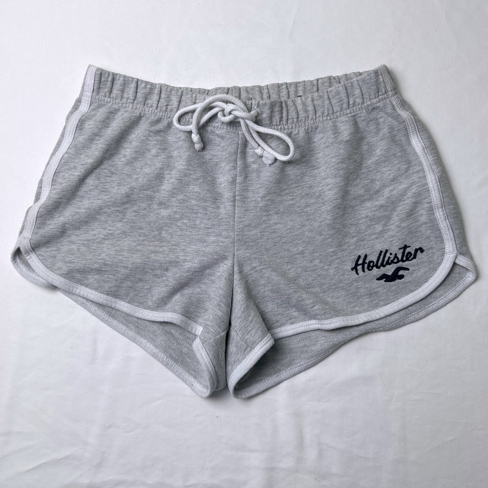 Hollister Women High Rise Dolphin Athletic Lounge Shorts Size XS Gray Athleisure